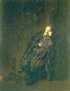 REMBRANDT Harmenszoon van Rijn An old man asleep by a fire Germany oil painting artist